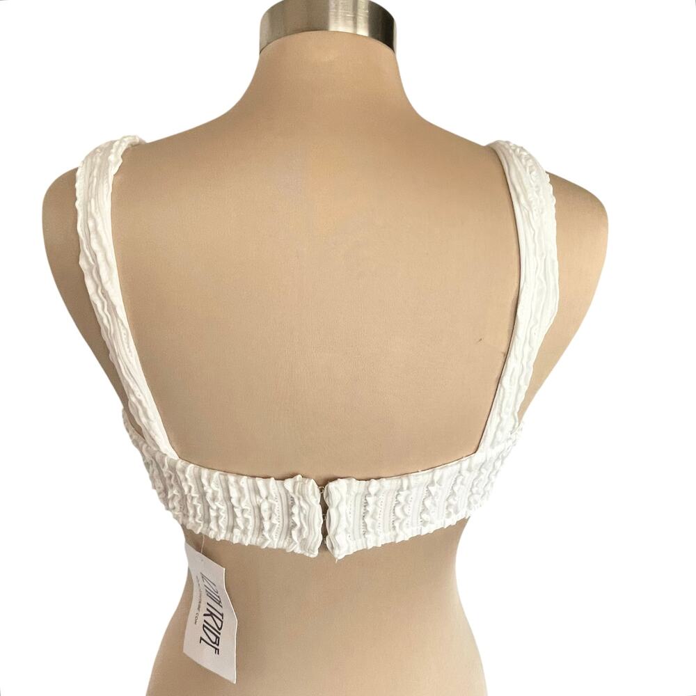 12th Tribe West‎ Coast White Crop Top MED Festival Textured Summer Vacation Glam - Picture 5 of 9